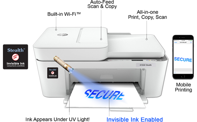 Ink appears under UV light